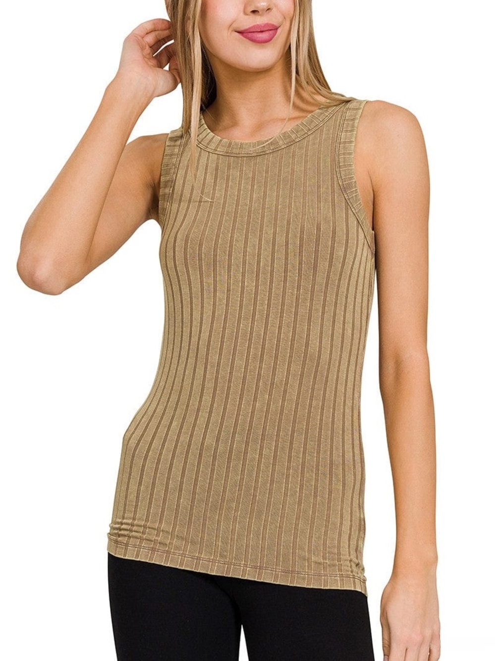🆕 Zenana Outfitters Olive Ribbed Tank Top